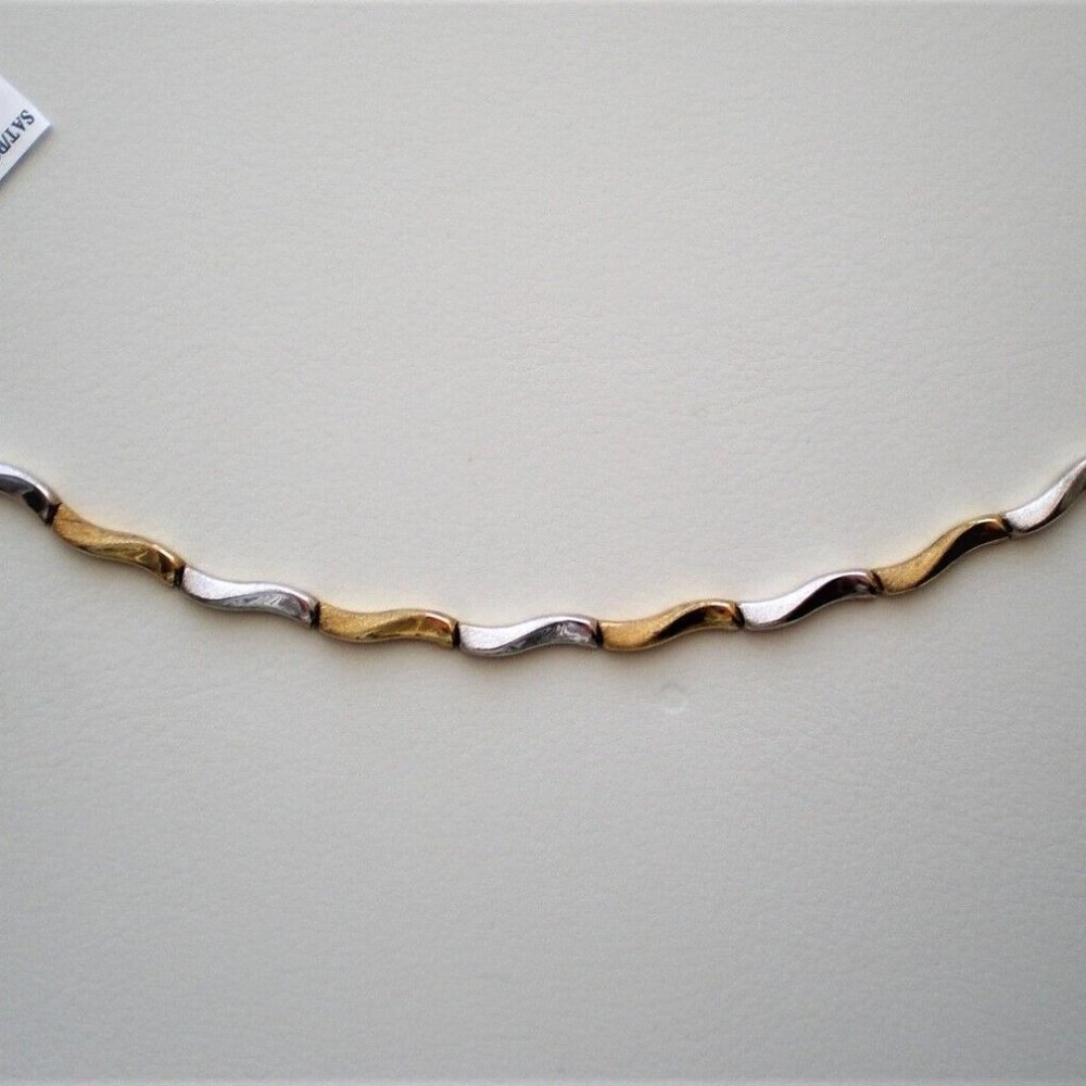 NWT Designer Solid Two Tone 10K Yellow White Gold Swirls Stampato Bracelet 7"